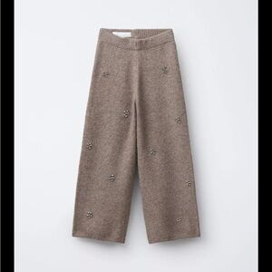 Zara Brown Embellished Trousers